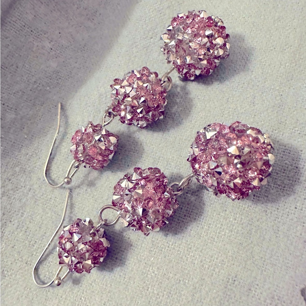 Pink Sparkly drop earrings! Nickel free